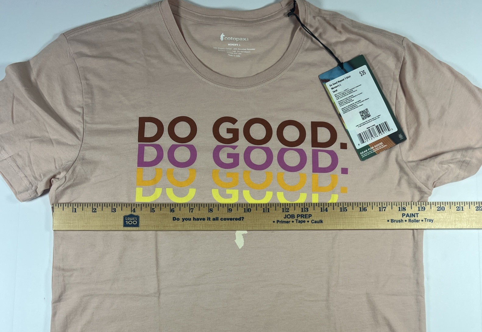 Cotopaxi Pink DO GOOD Shirt Womens Size L Short Sleeve Organic Cotton NWT