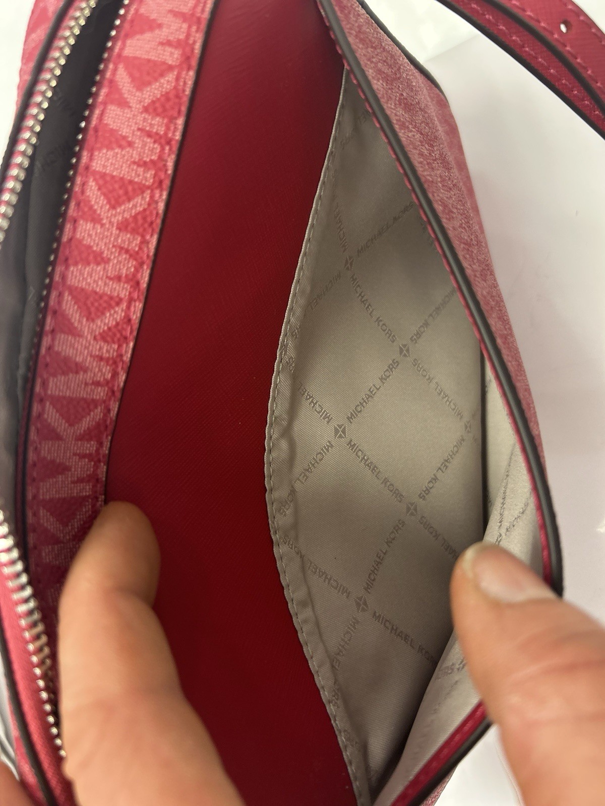 Michael Kors Large Handbag Purse Handbag Messenger Crossbody Bag Dark Raspberry