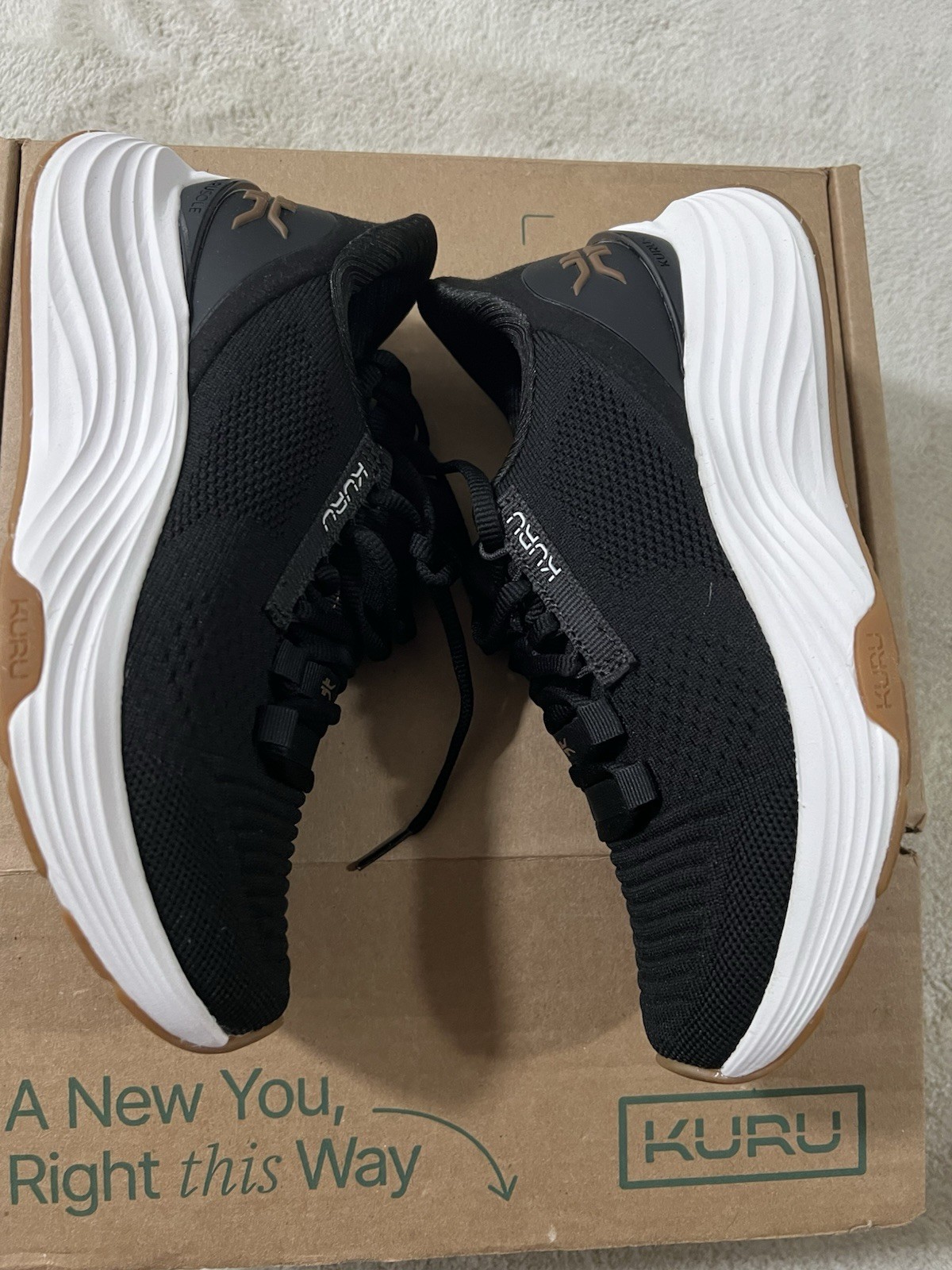 Kuru Atom 2 Womens Size 6M Black White Athletic Running Walking Shoes Sneakers