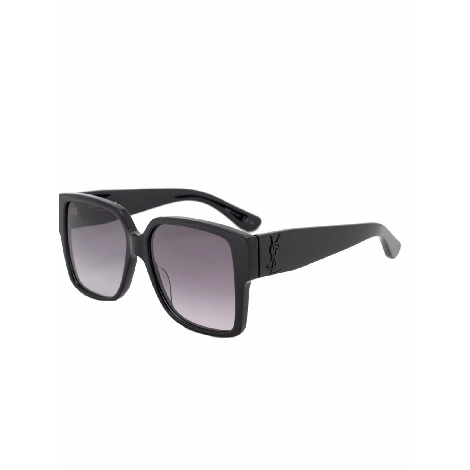 Saint Laurent Black Square Acetate Sunglasses with Gray Gradient Lenses NEW