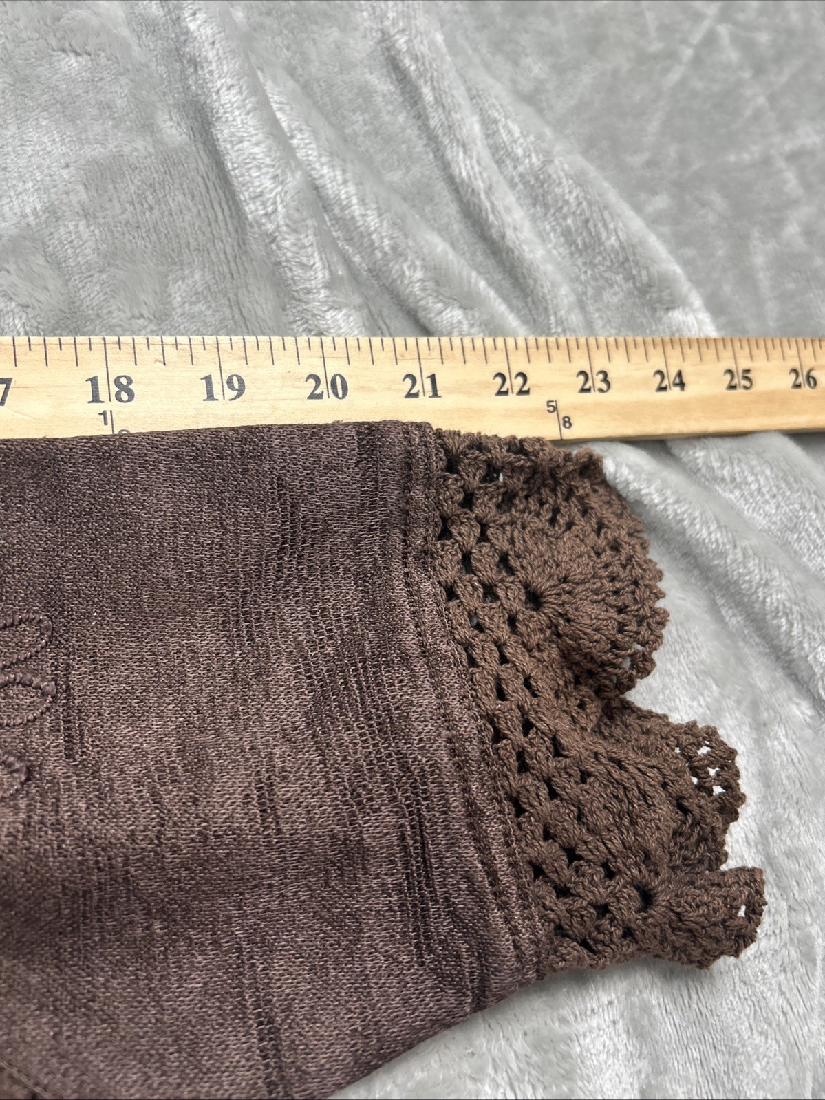 Flashback Couture Women’s Jacket Sz M Brown Embroidered Sequin Crochet Hem Boho