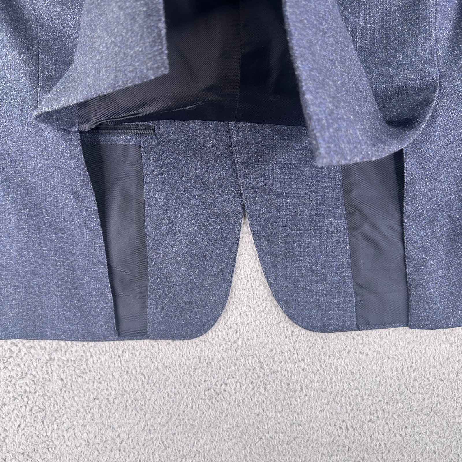Eddy Monetti 52R Navy Heather Wool Camel Hair Silk Sport Coat Blazer Italy