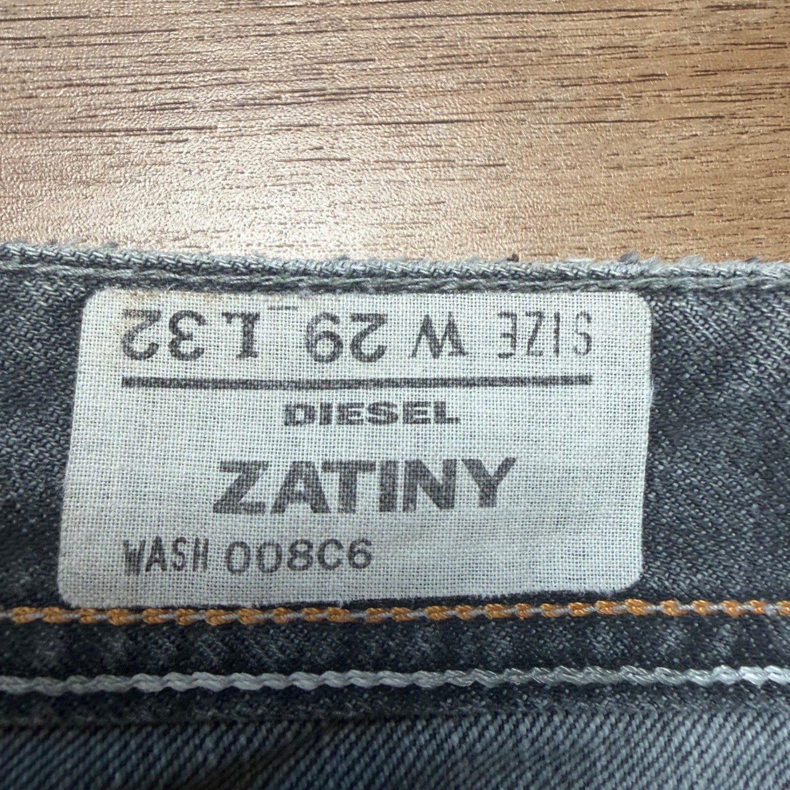 Diesel Zatiny Jeans Men 29×32 Grey Distressed Bootcut Denim Charcoal Punk 008C6
