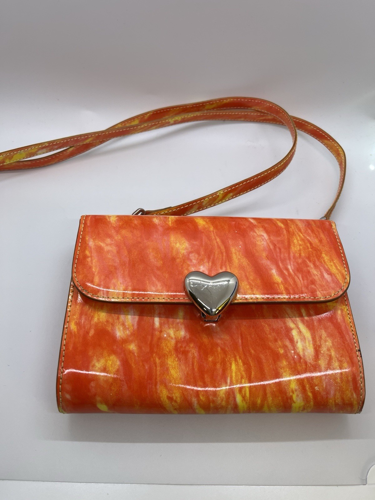 Vintage MOSCHINO Redwall FLAMES / FIRE Shoulder Handbag Clutch Made in Italy