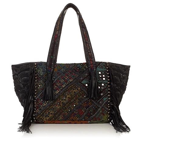 Clever Carriage Company GLOBAL ARTISAN SHOPPER Tote Handbag w/LEATHER TRIM nwot