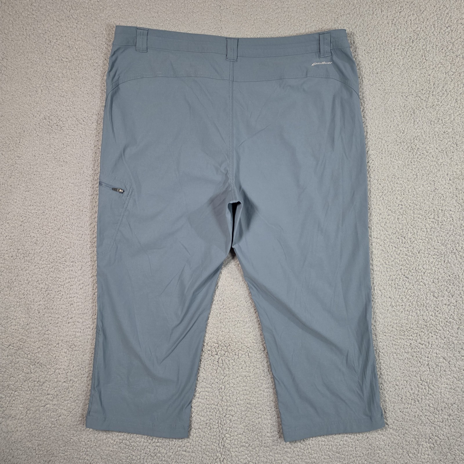 Eddie Bauer Tech Capri Cargo Pants Womens 16 Blue Nylon Stretch Hiking UPF 50+