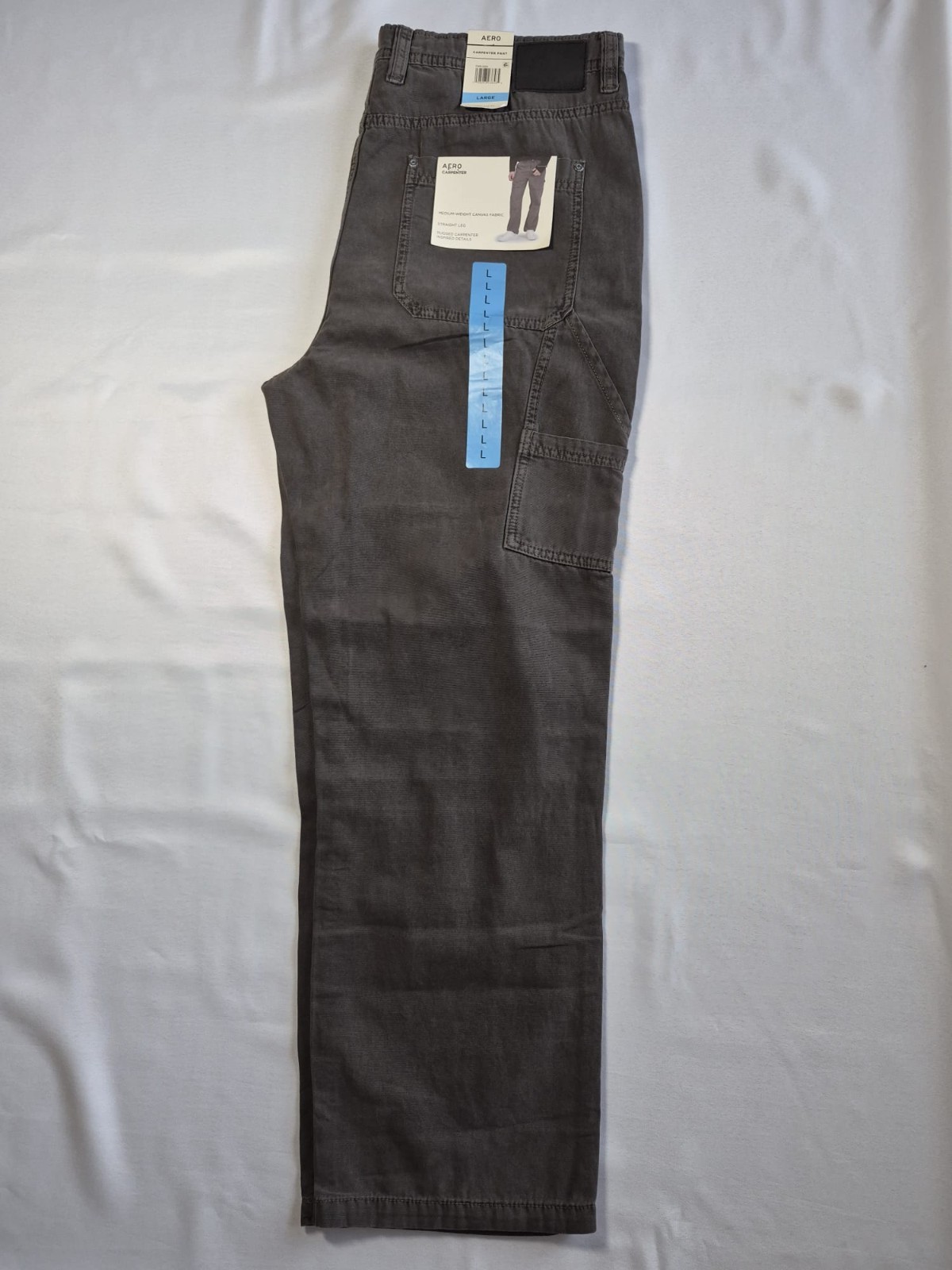 Aero Men’s Carpenter Pants Gray Canvas Straight Leg Workwear Pockets 34 L