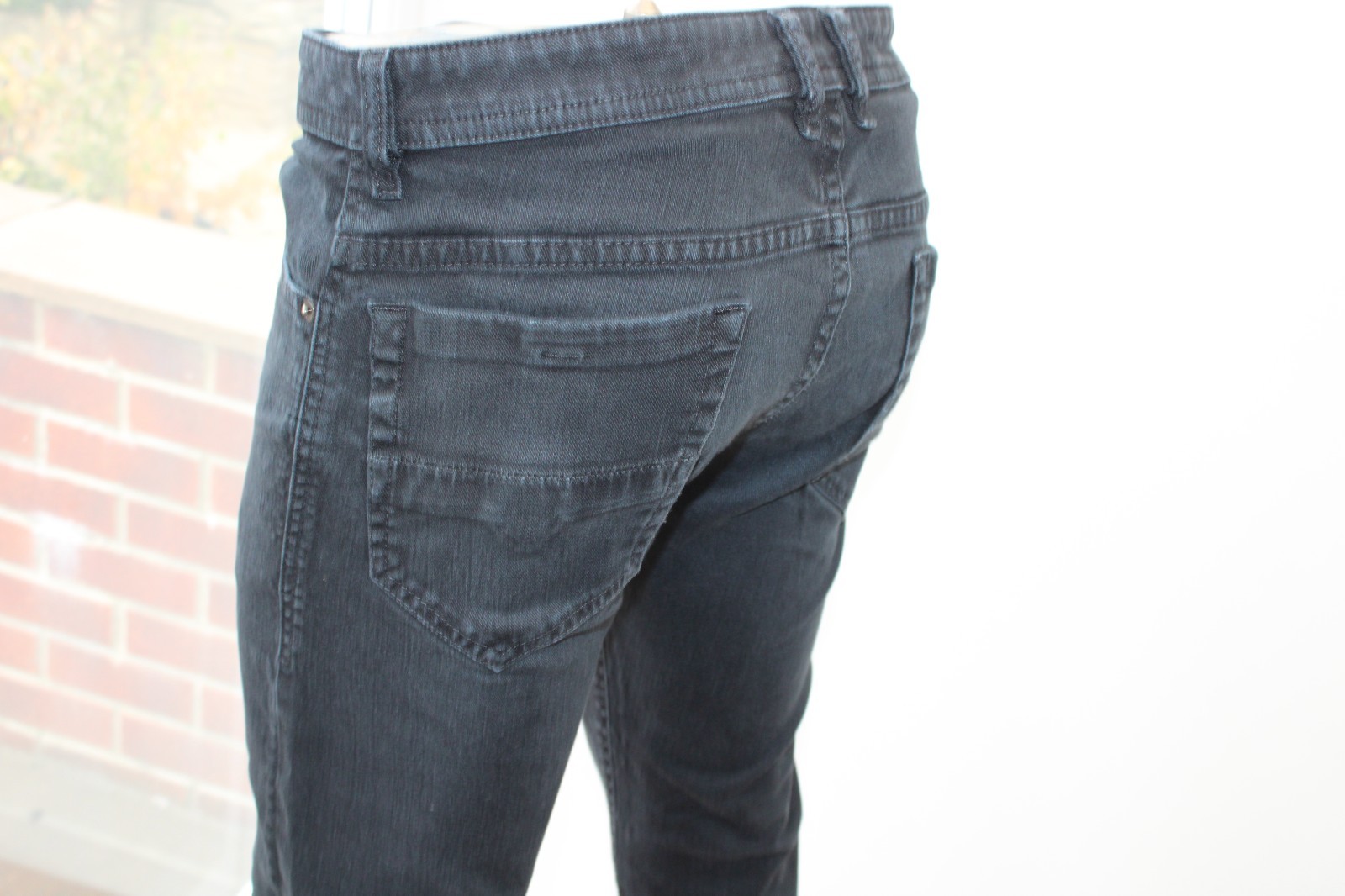 Diesel Thommer W32 L32 Jeans Black Slim Skinny Taper Stretch Tapered 32R Zip