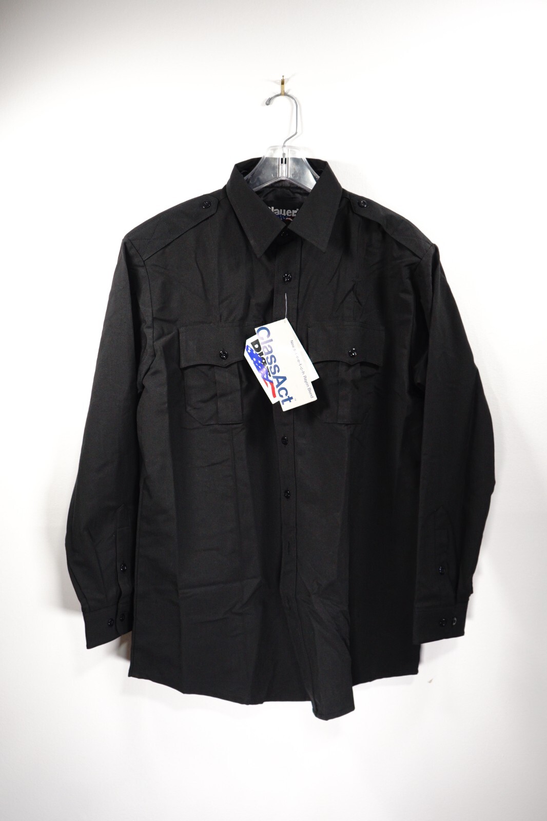 New Blauer 8900 Black Rayon Long Sleeve Zipper Shirt Mens Uniform 16 34 35