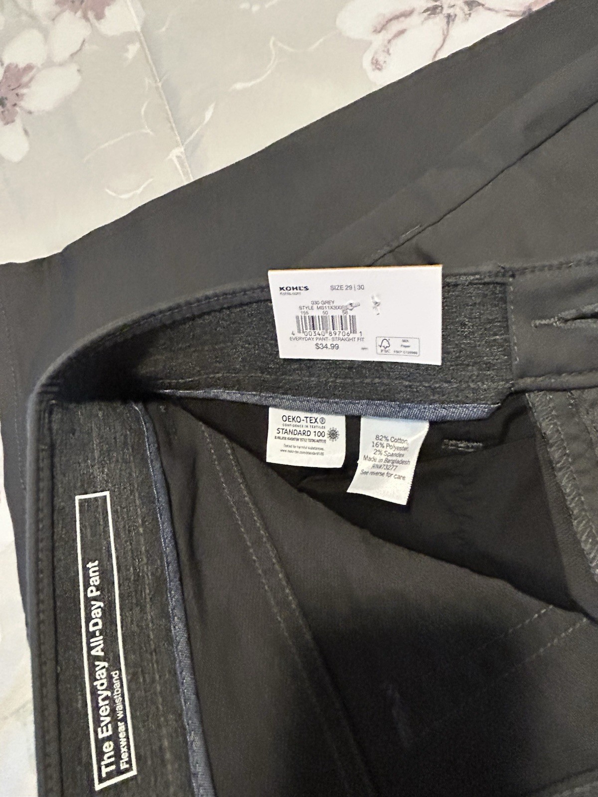 Sonoma Everyday All Day Pants Mens 29×30 Gray Straight Fit Flexwear Waist NEW