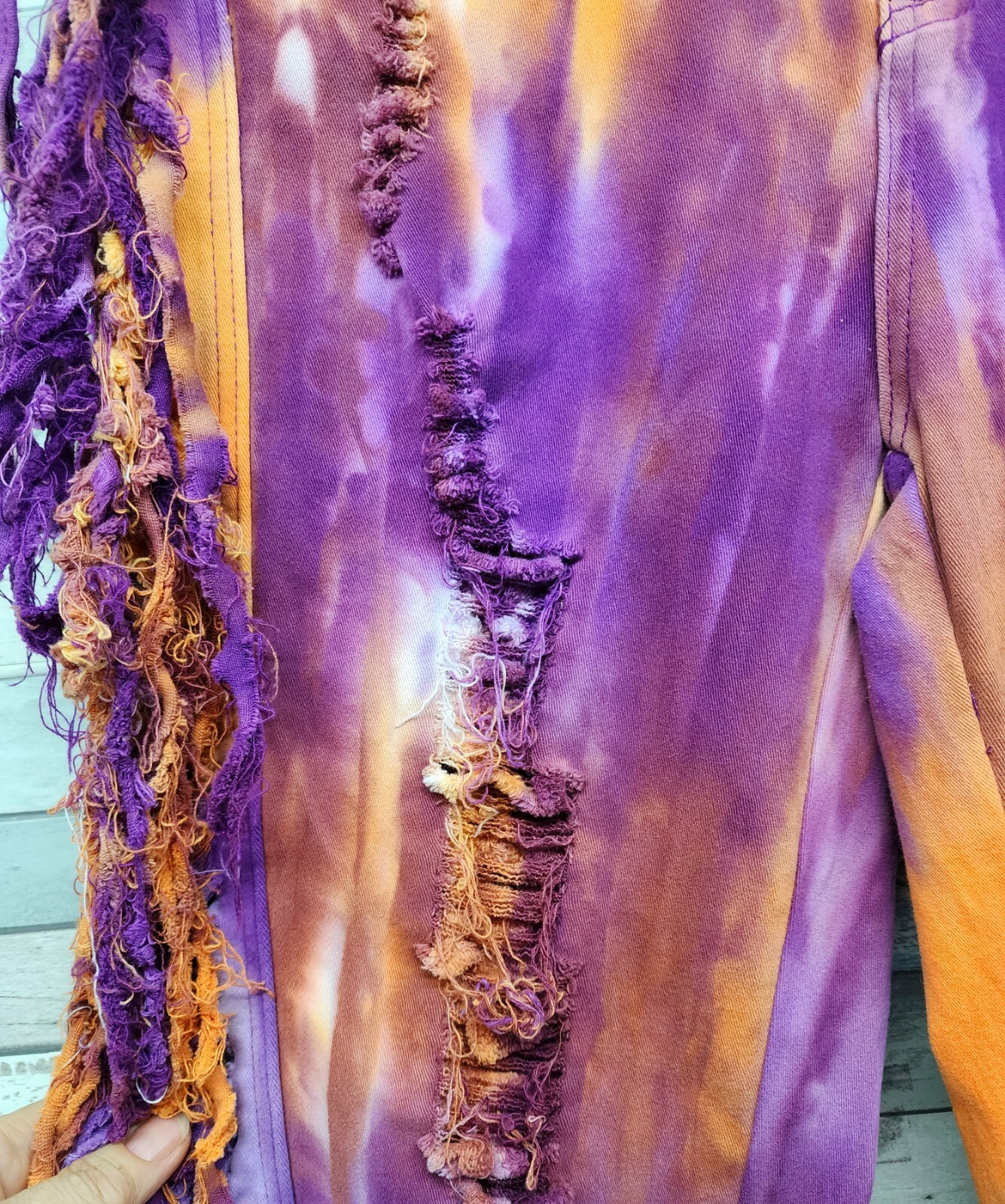 Purple Candy Jeans Womens Large High Rise Distressed Fringe Jeans Festival