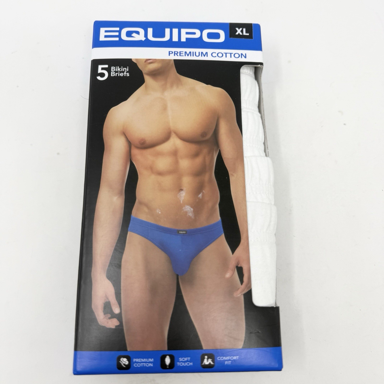 Men’s Equipo 5-Pack Bikini Briefs White Color No Fly Premium Cotton Underwear XL