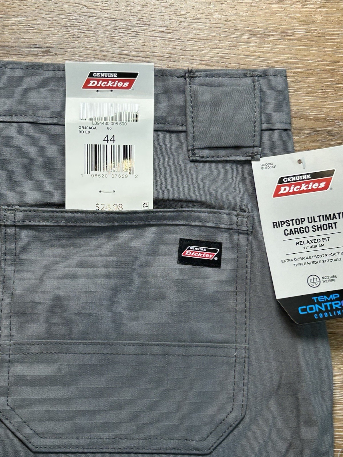 NWT Dickies Ripstop Ultimate Cargo Shorts Gray Mens Sz 44 – 13″ Inseam Relax Fit