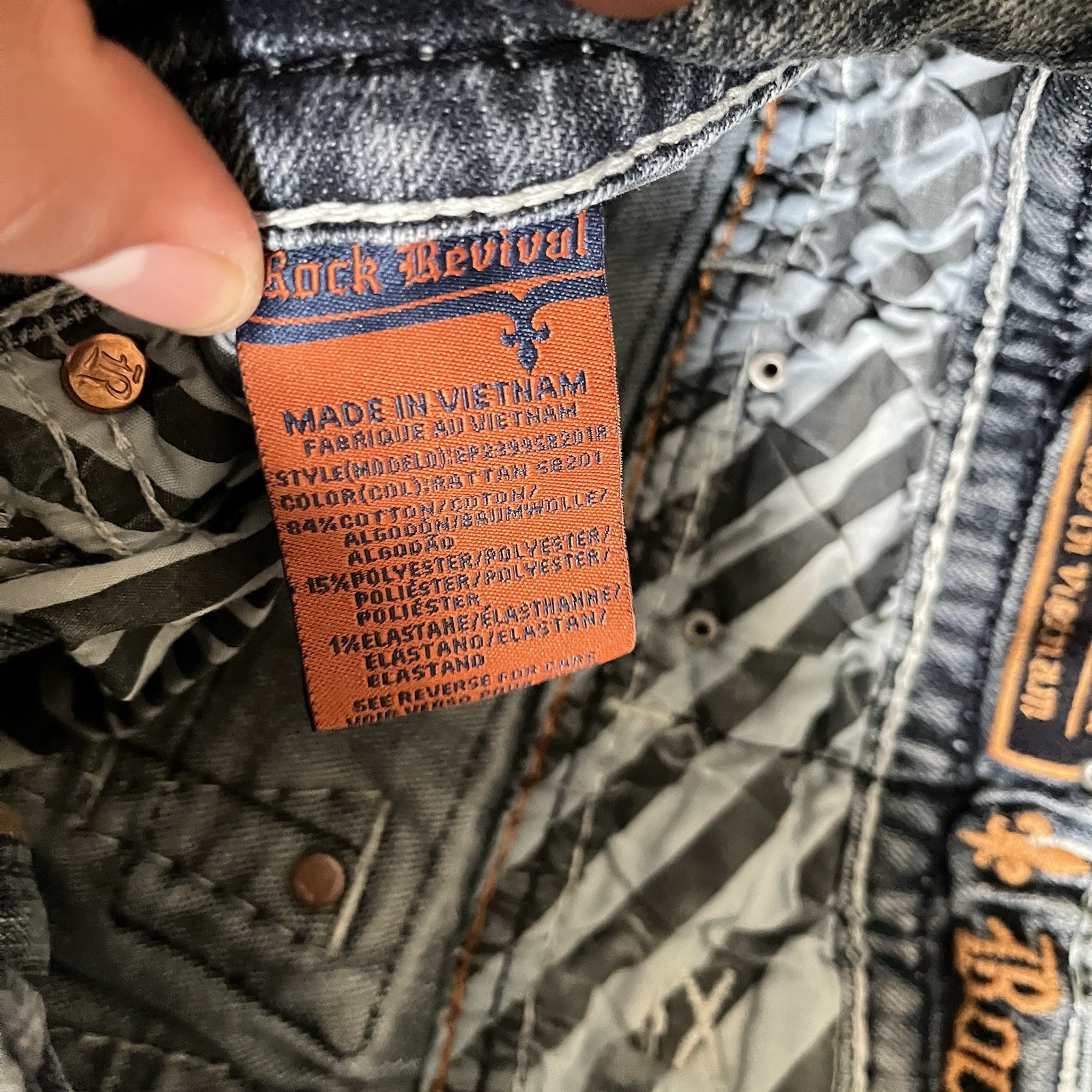 Rock Revival Mens “Rattan” Slim Bootcut Jeans Mens 32×30 Blue Denim