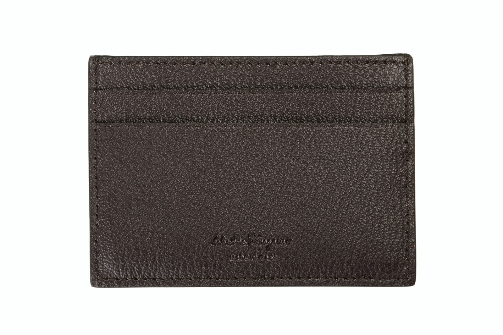 Salvatore Ferragamo Men’s Dark Brown 100% Textured Leather Card Case