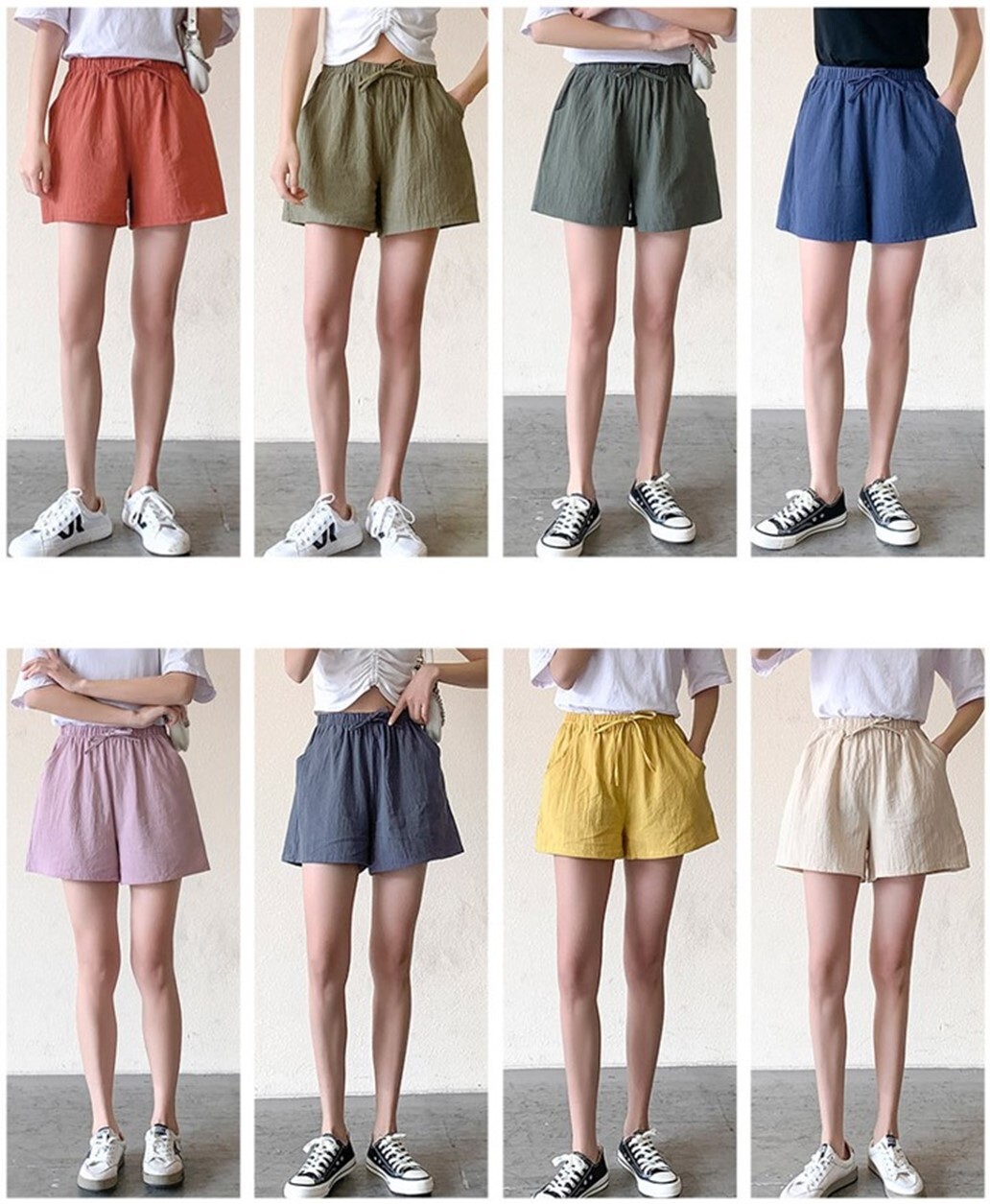 Women’s Summer Shorts Elastic Waist Casual W/Pockets Easy Care Polyester