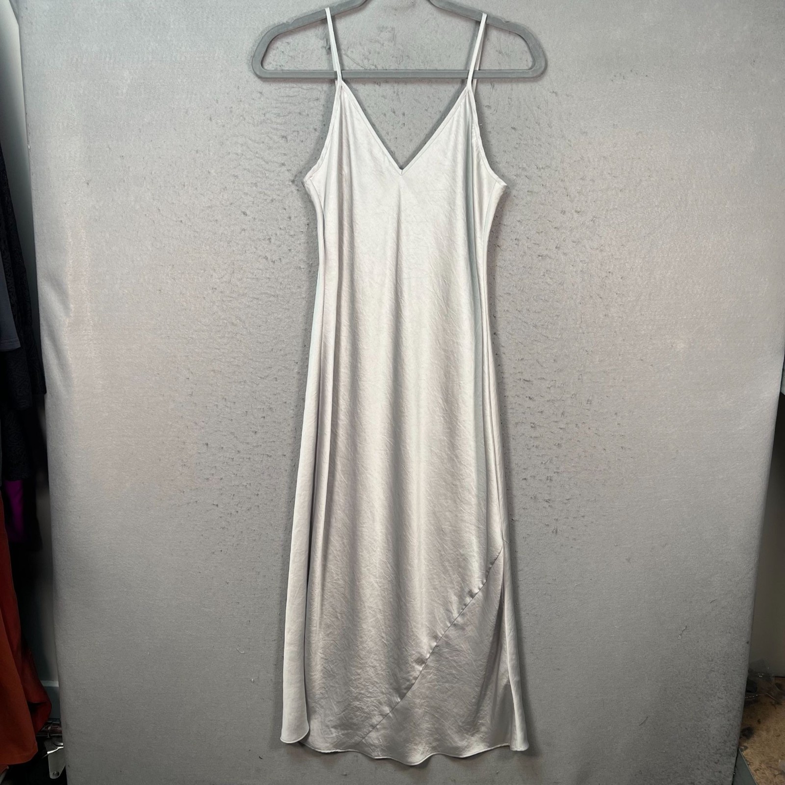 Wilfred Free Womens Size Small Silver Satin Slip Dress