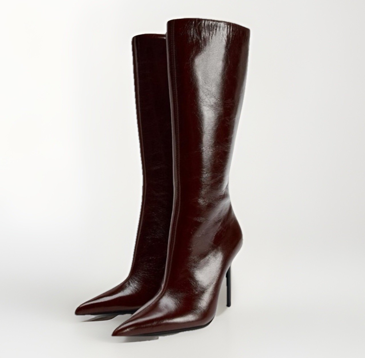 ZARA THIN HEEL LEATHER BOOTS 9US/40EU – 3003/410