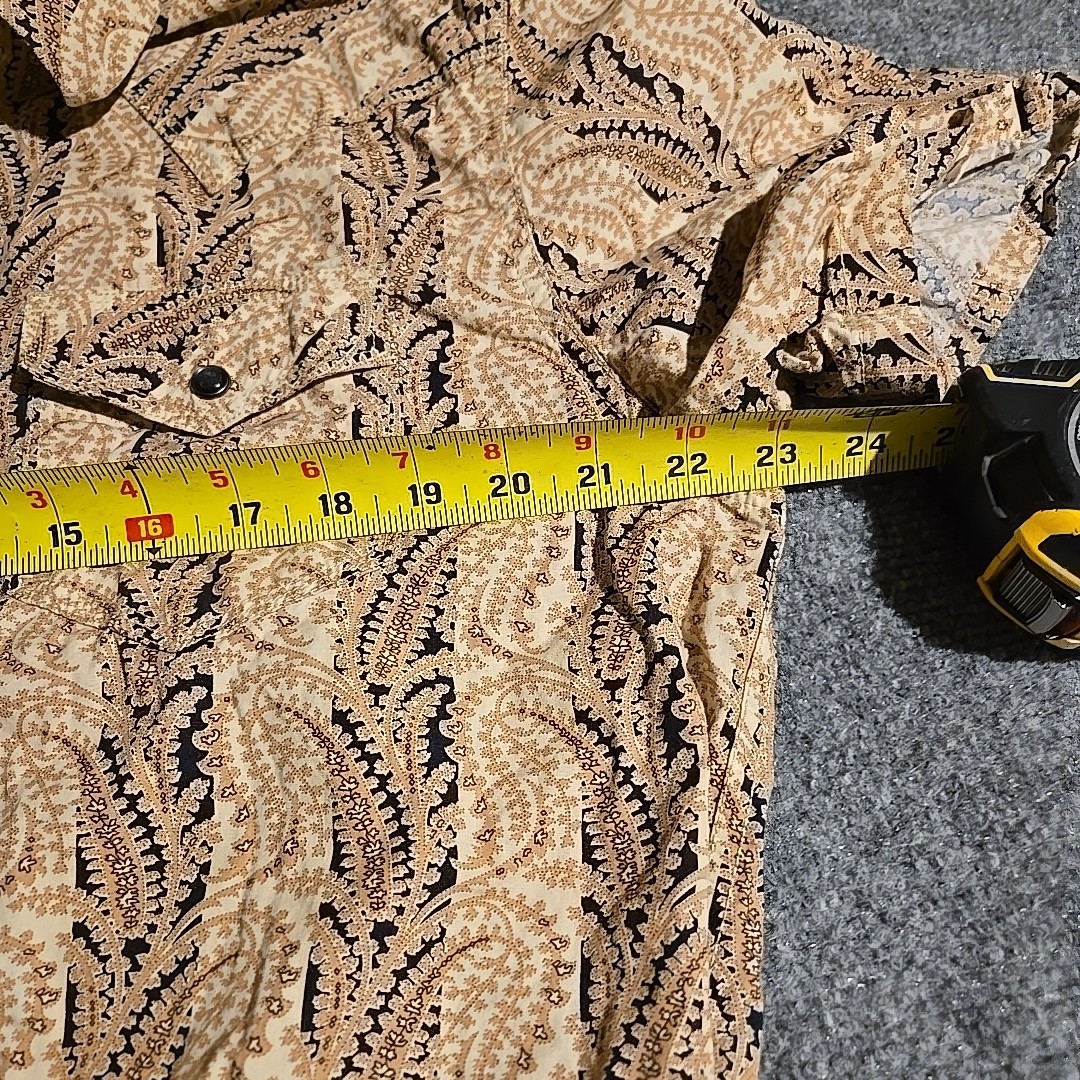 Moon Shine Spirit Shirt Men Large Gold Paisley Saw Tooth Pearl Snap Western