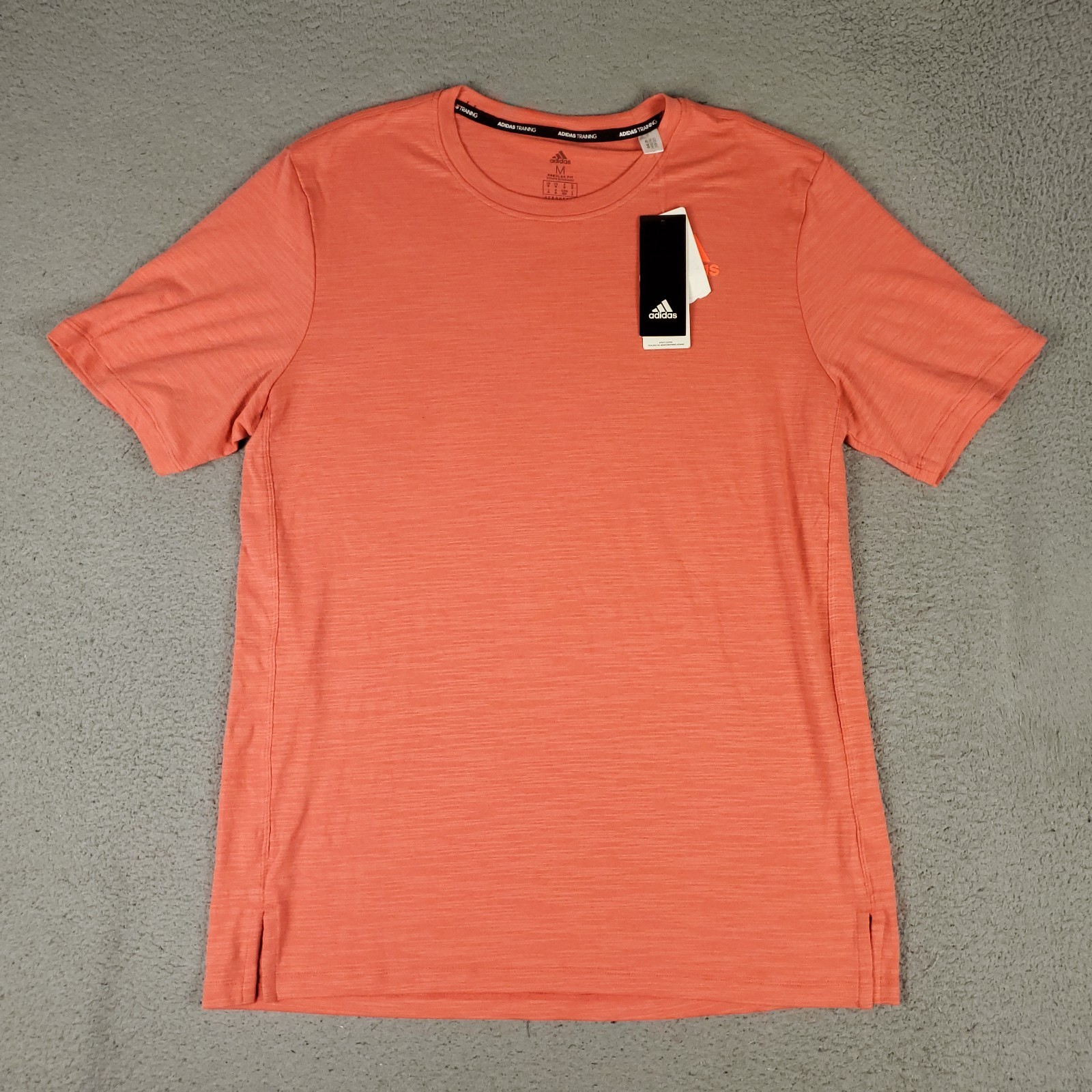 Adidas T Shirt Mens Size Medium Orange Active Work Out Short Sleeve *