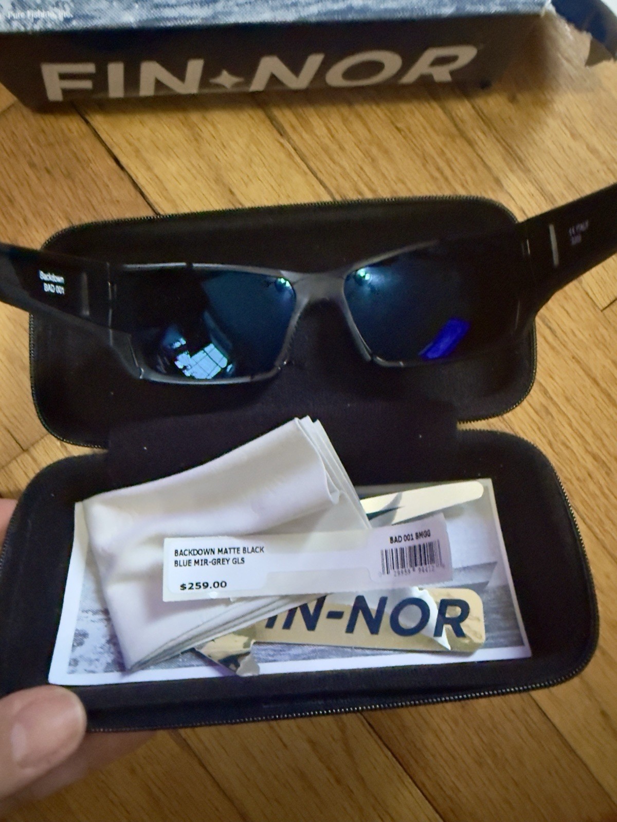 Authentic Fin-Nor 12/0 Sunglasses – Matte Black / Blue Mirror