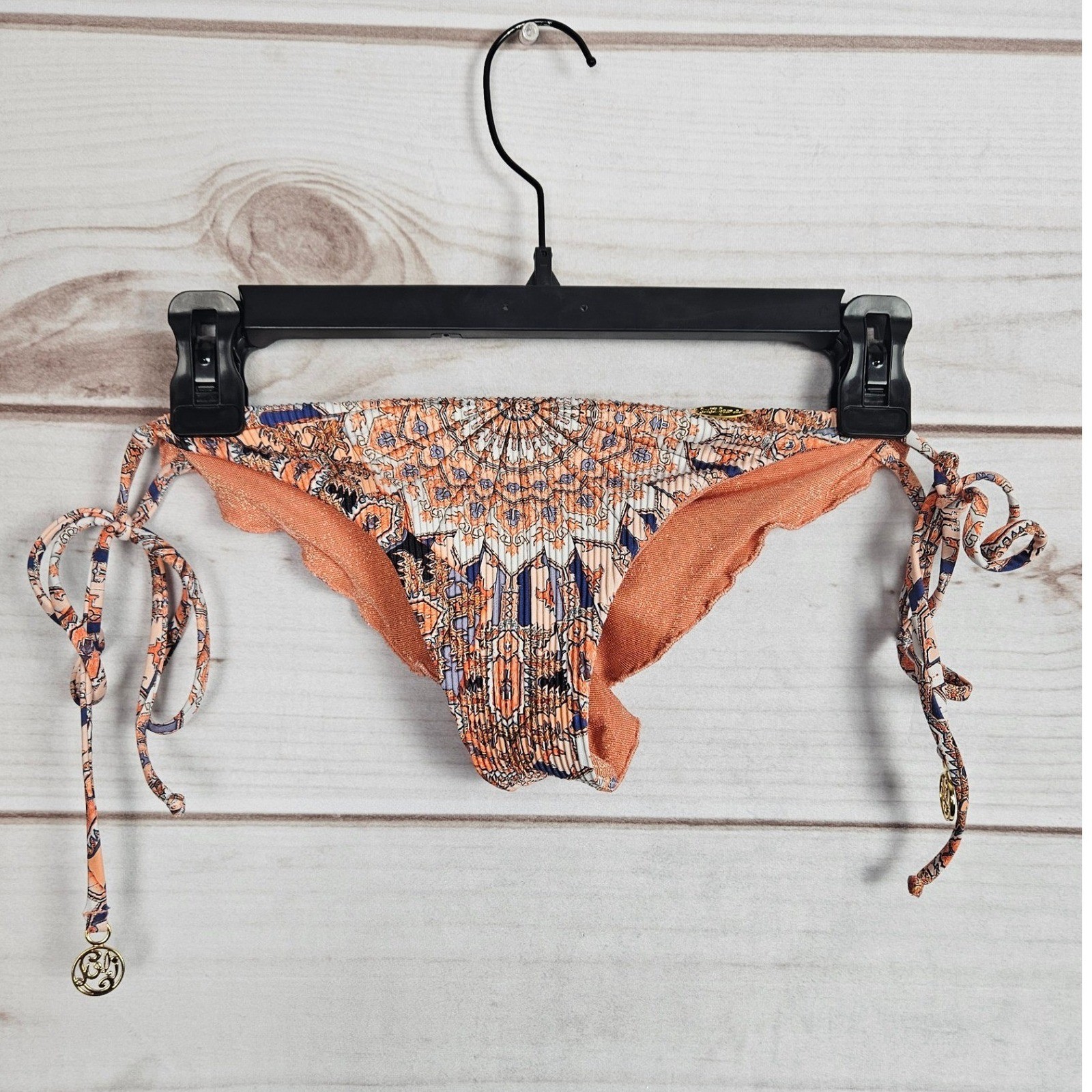 Luli Fama La Reina del Sur Wavey Ruched Tie Bikini Bottom Small