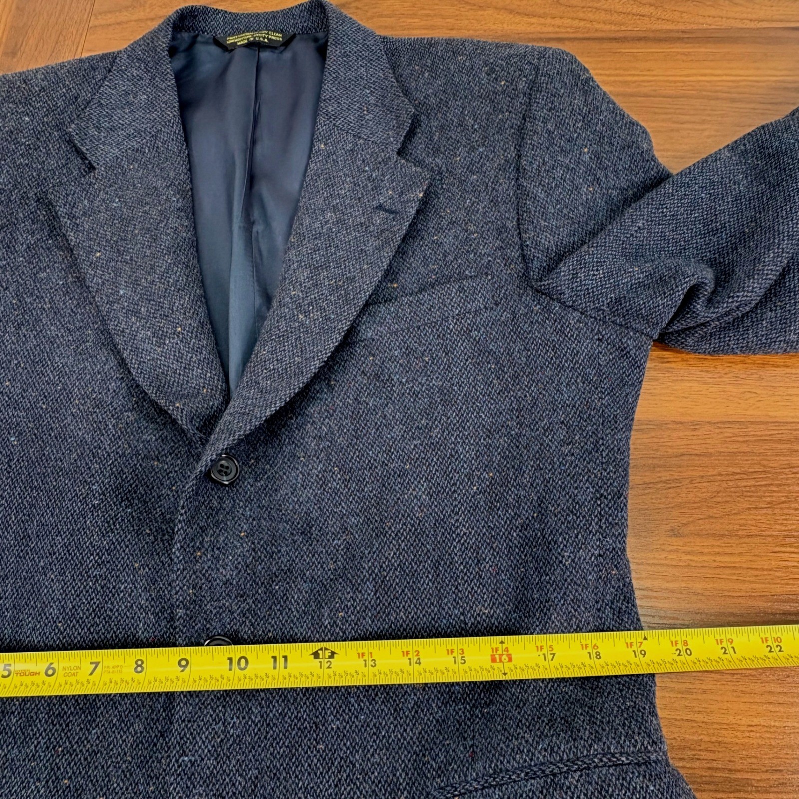 Tailors Row by Deansgate 40R Mens Tweed Blazer Suit Jacket Blue Gray Wool Blend