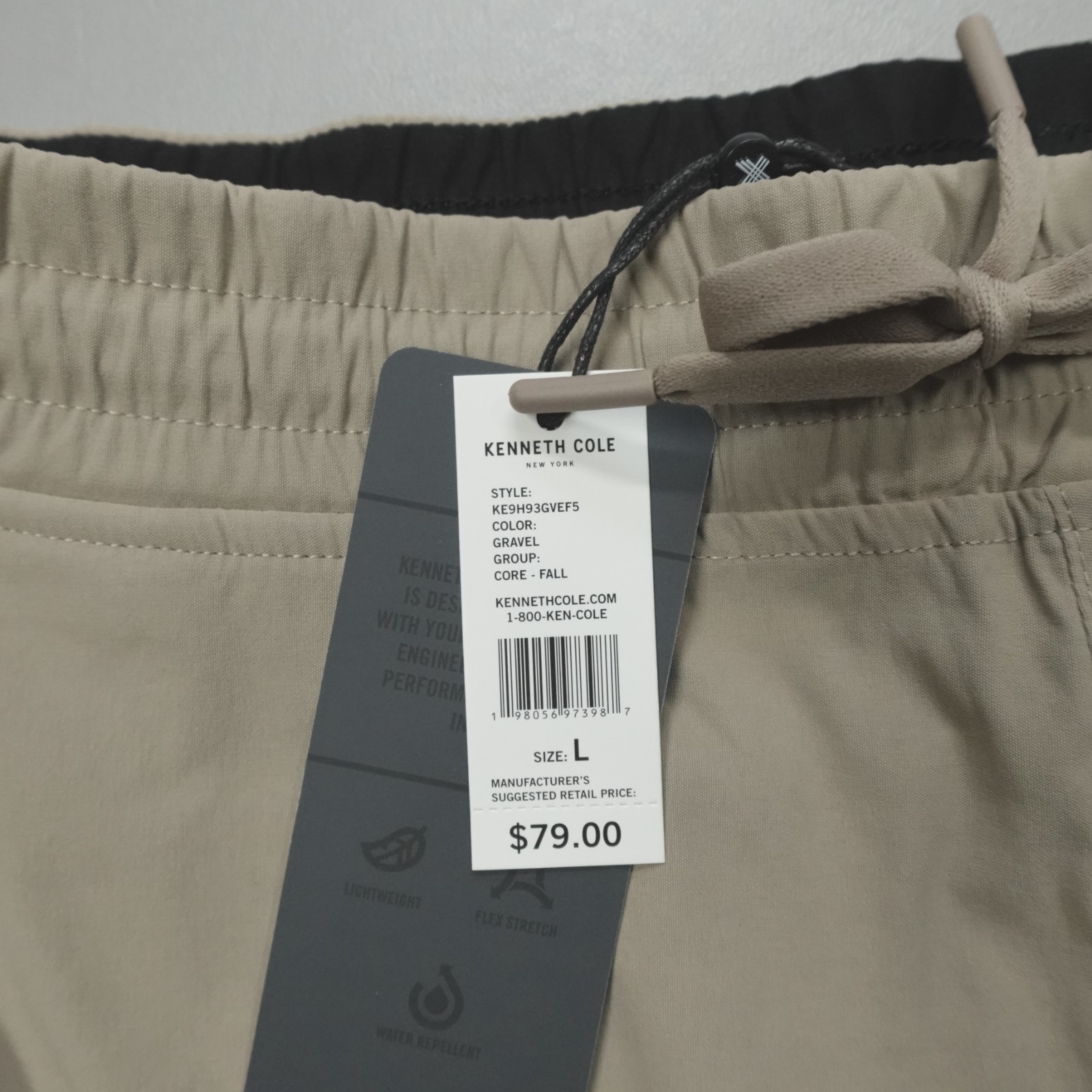 Kenneth Cole Active Men Cargo Joggers Lightweight Stretch Water Repellent Gravel
