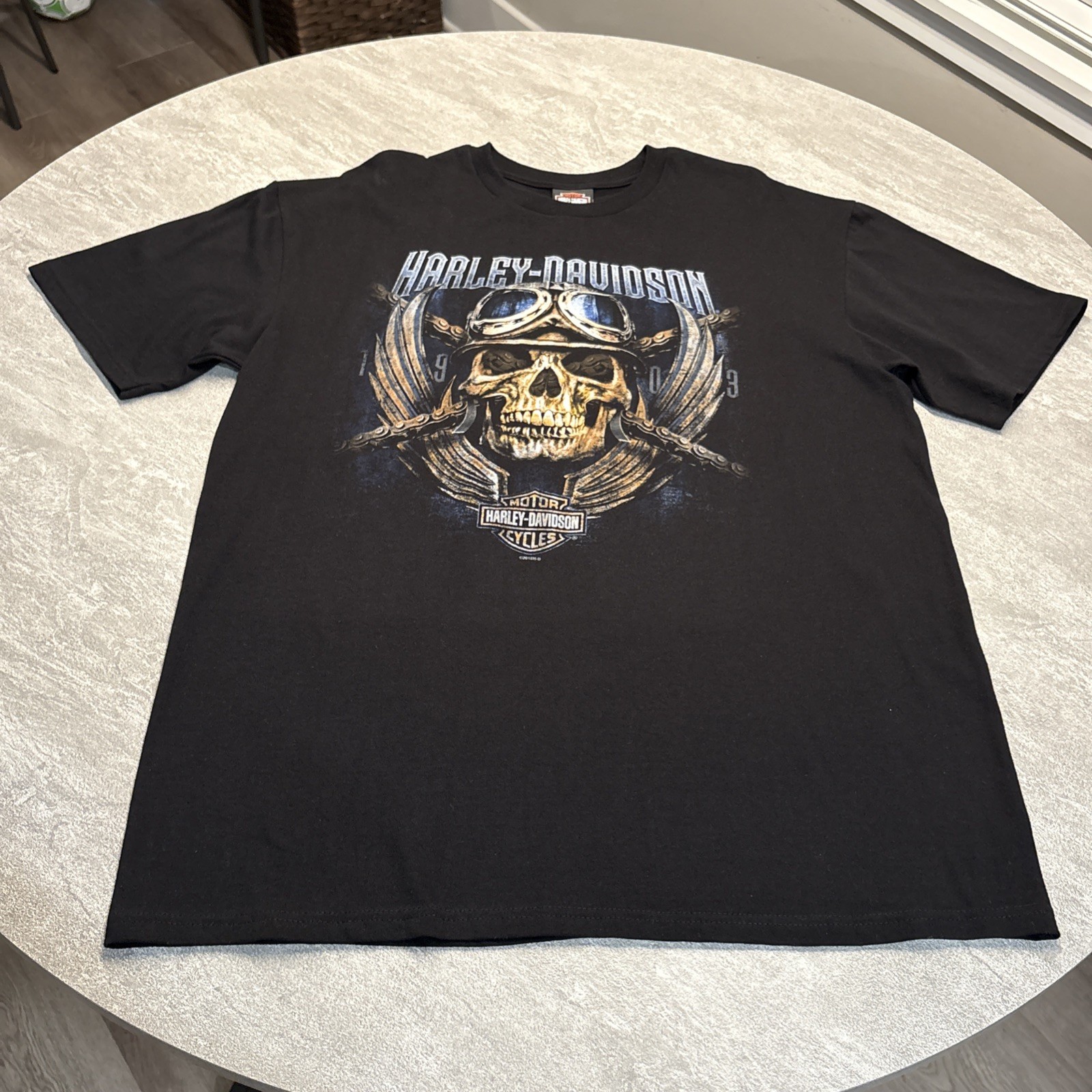 New 2015 Harley Davidson Skull American Flag Eagle Biker Motorcycle Shirt XL