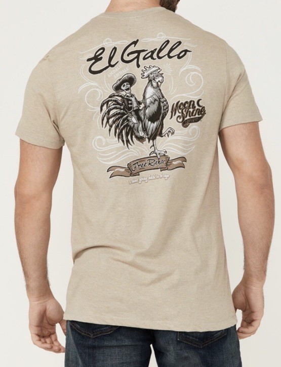 NWT El Gallo Men’s Brad Paisley Moon Shine Spirit T-shirt TAN XL