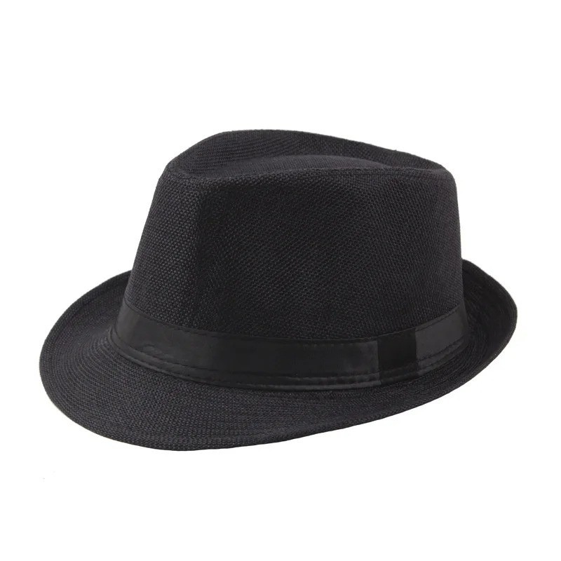 Men Women Straw Fedora Hat Wide Brim Panama Sun Hat Beach Outdoor Cowboy Cap