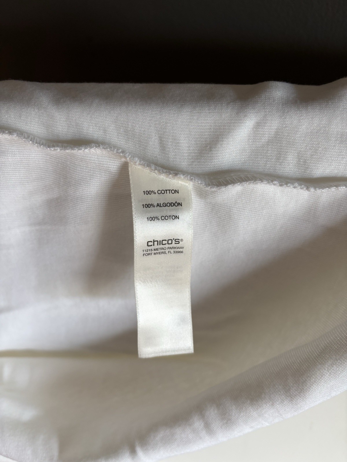 Chico’s Women’s Size 2 Paige V 3/4 Sleeve 100% Cotton Optic White