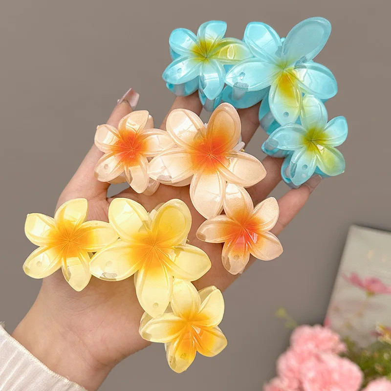 Acrylic Flower Hair Claw Clip Gradient Egg Summer Beach Women Girls Accessories