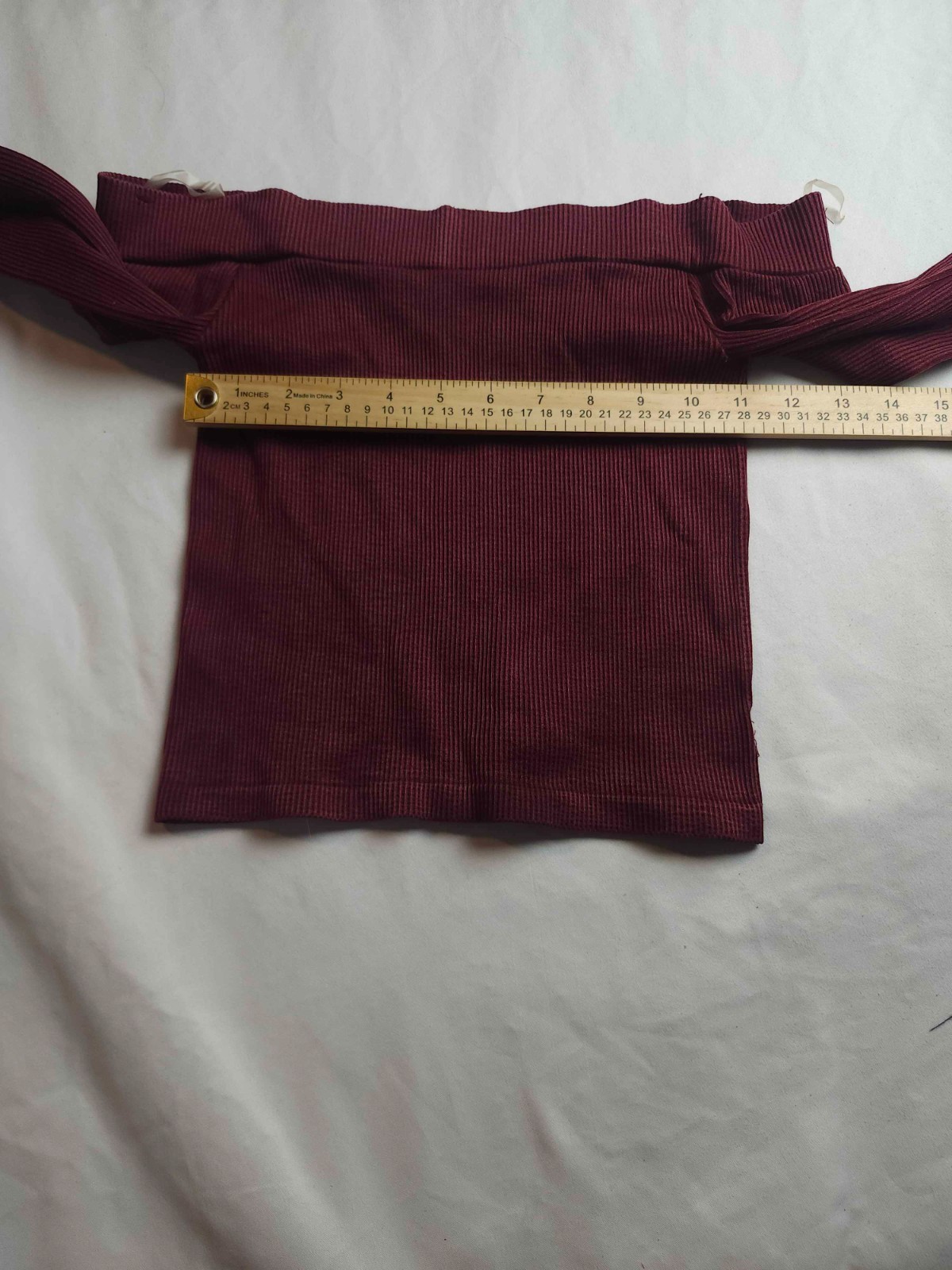 Aéropostale Seamless Top Womens Small Red Off The Shoulder Long Sleeve Stretch