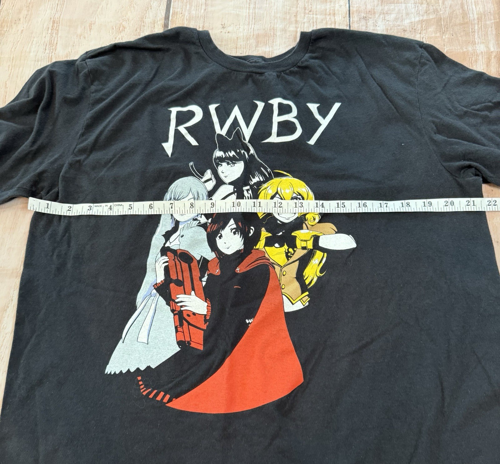 Rwby Mens T-Shirt Anime Ruby Rose Size XL Black