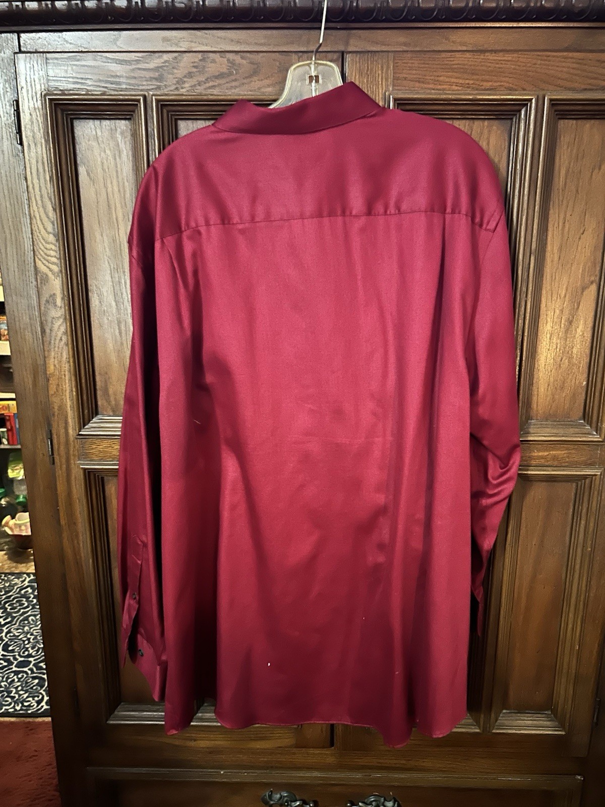 George Men’s Big & Tall 2XL Dress Shirt 18-18 1/2 34-35 Red Solid Pocket