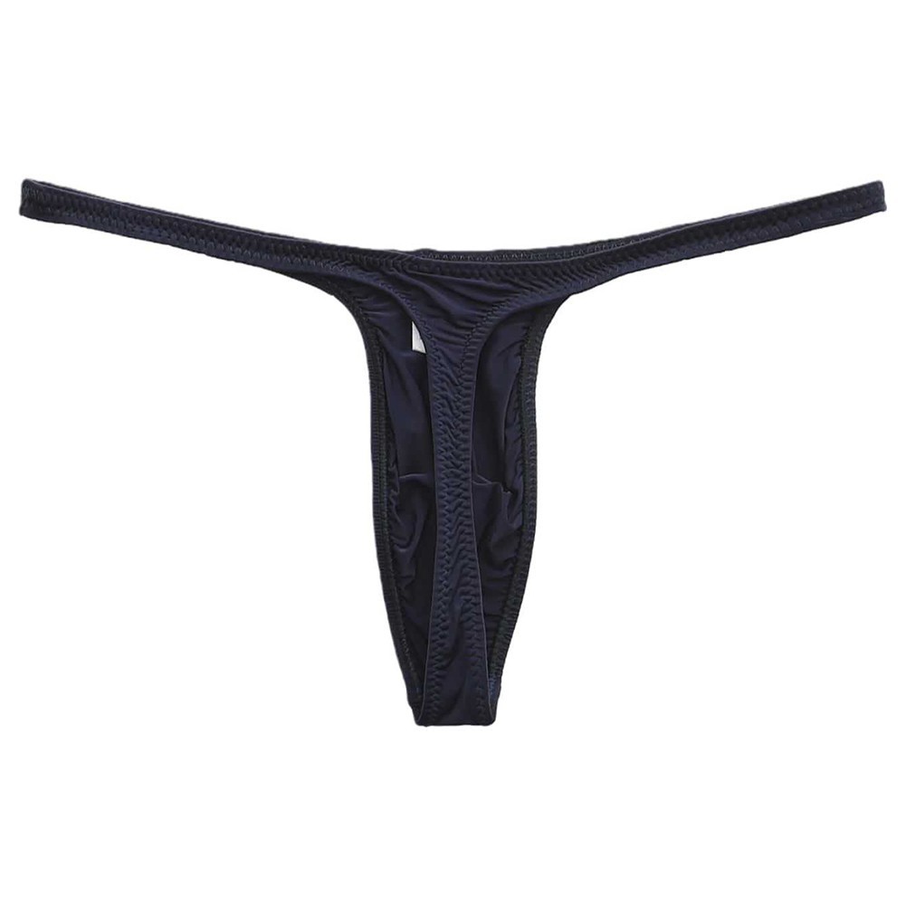 Men Ice Silk Low Rise Gstring Thong Underwear with Bulge Pouch for Men