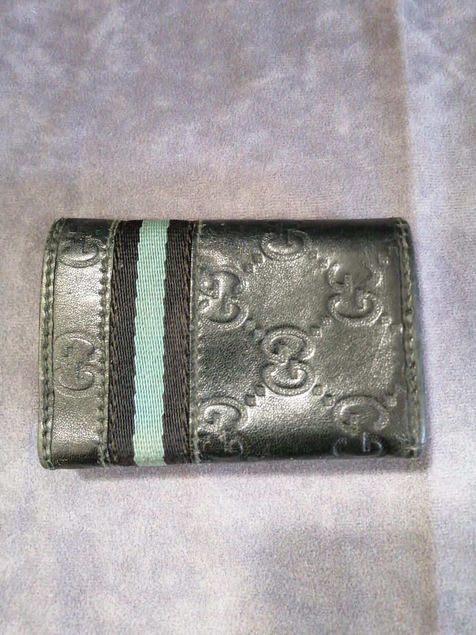 GUCCI 6-Key Case Shima Sherry Line Leather Canvas Used