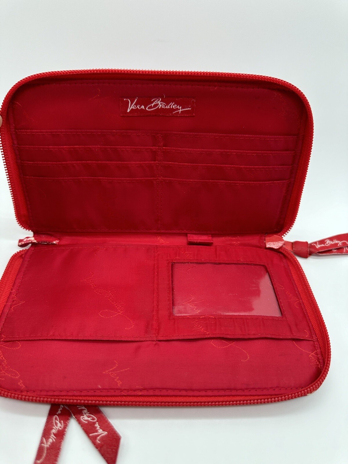 Vera Bradley Front Zip Wristlet Clutch Handbag Red