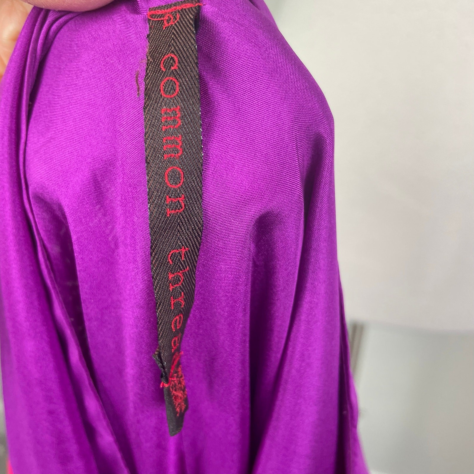 A Common Thread Purple Red Silk Halter Maxi Dres Small