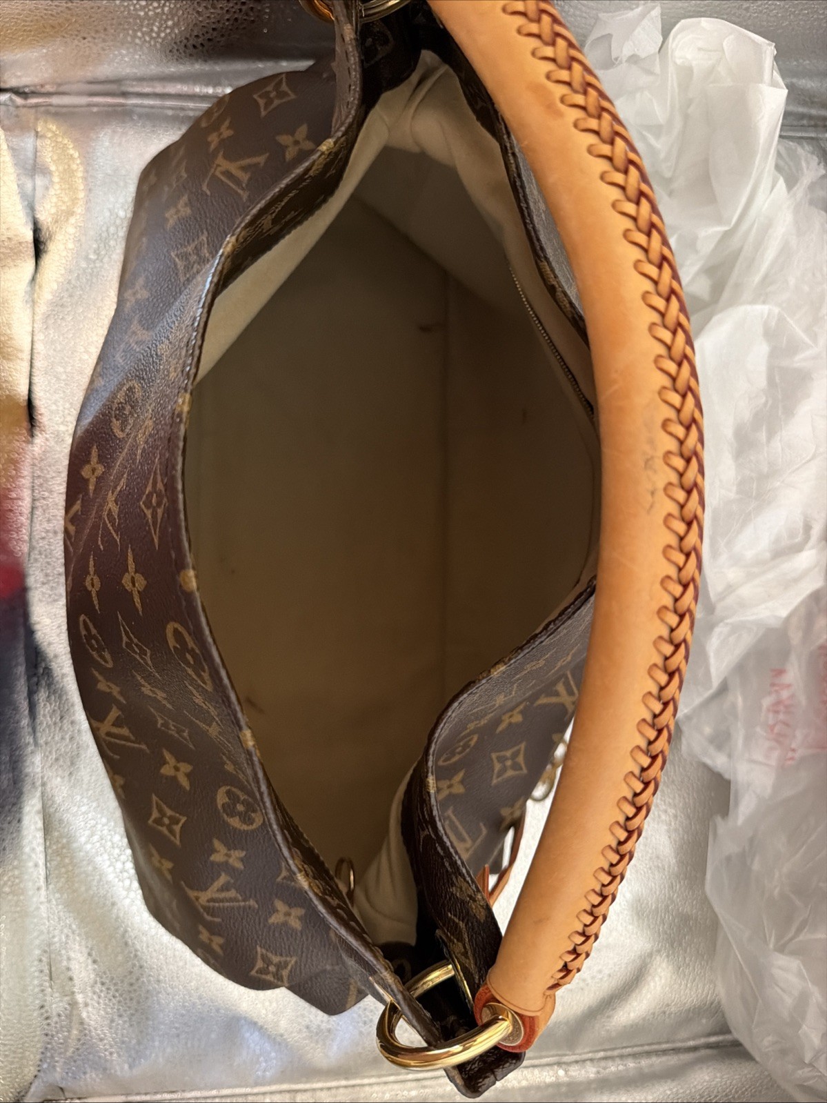 Authentic Louis Vuitton Artsy MM Monogram Hobo Canvas Shoulder Tote Handbag