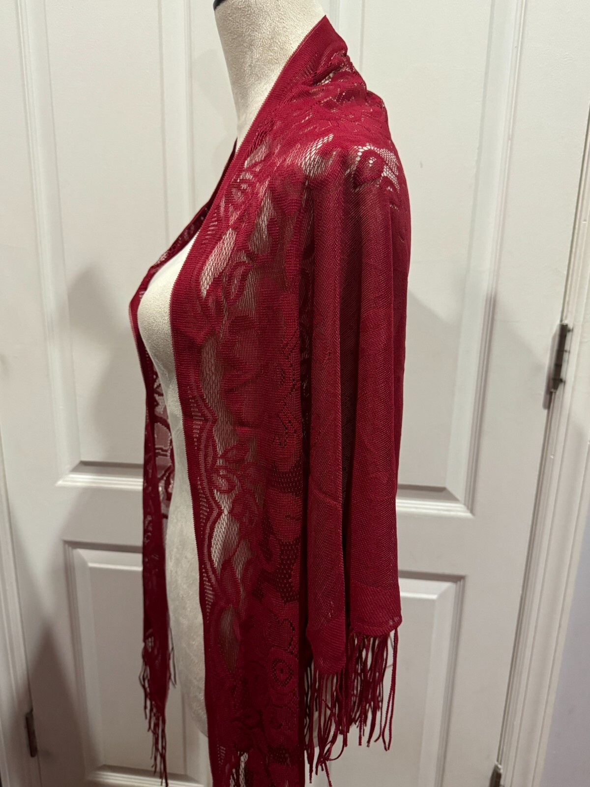 Wine Red Sheer Triangle Scarf Shawl Wrap Lightweight 70.9×29.5inches
