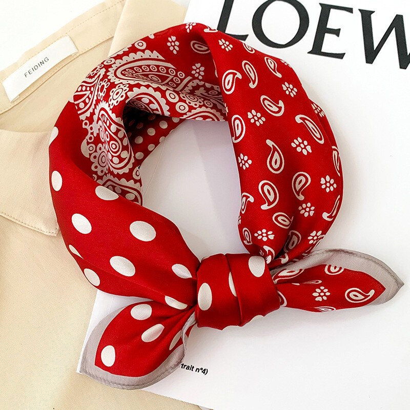 100% Pure Silk Square Scarf Women Kerchief Bandana Neckerchief Wrap Paisley