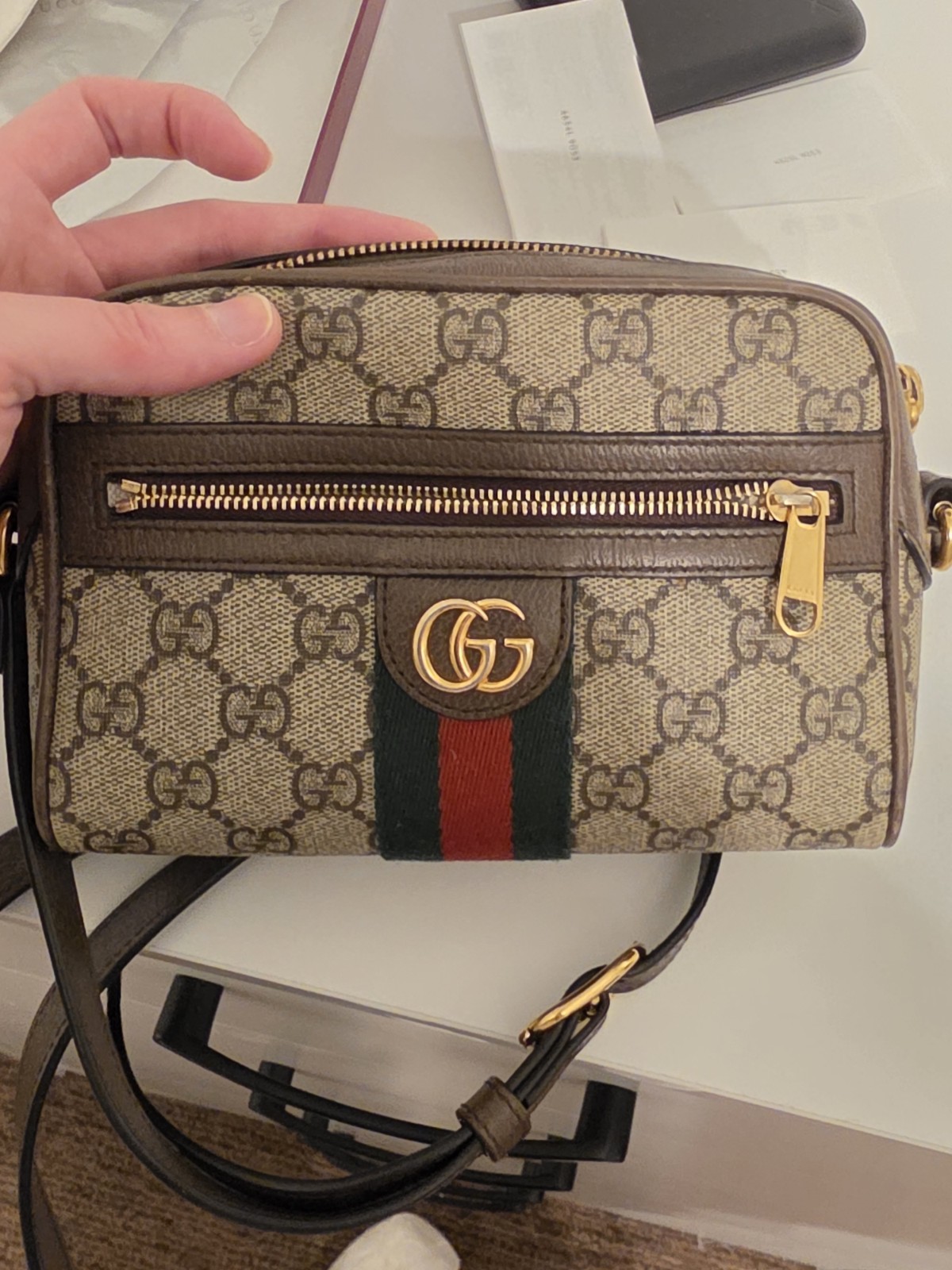 Gucci Ophidia Small Shoulder Bag GG Canvas, Brown