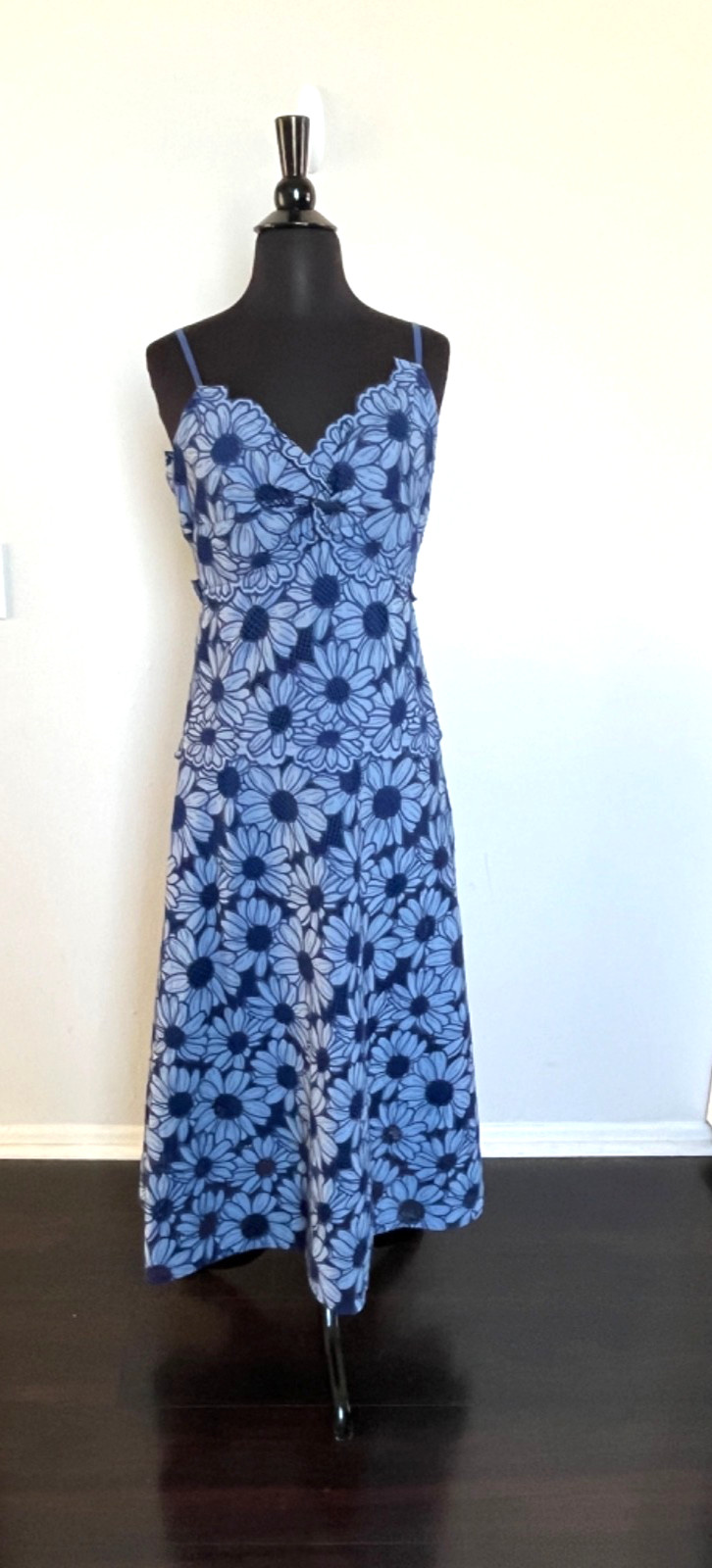 Sandro Fiby Midi Dress M Floral Embroidered Cotton Summer Euro Vacation