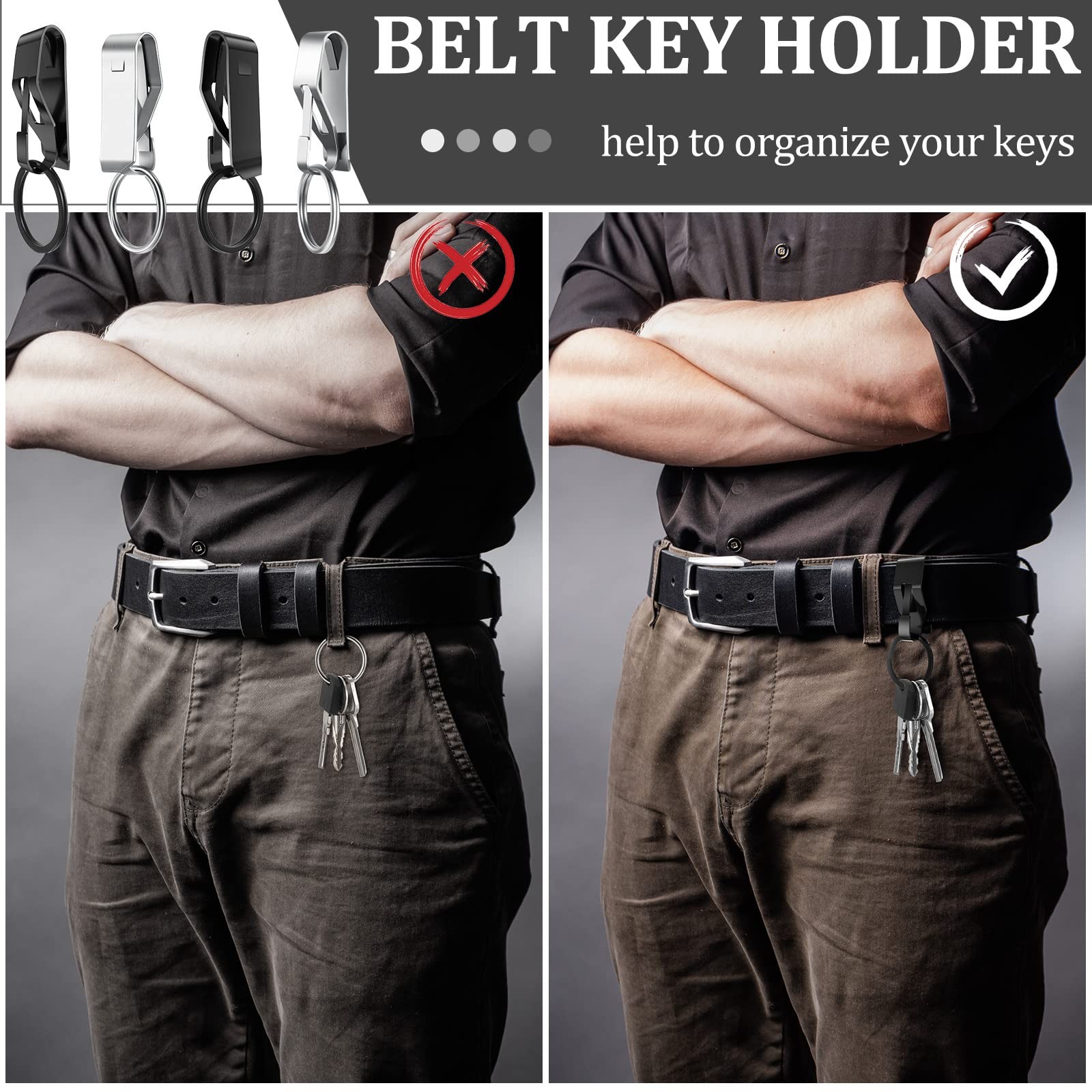 Moxweyeni 4 Pieces Belt Key Clip Holder as pictures shown, Black, Silver
