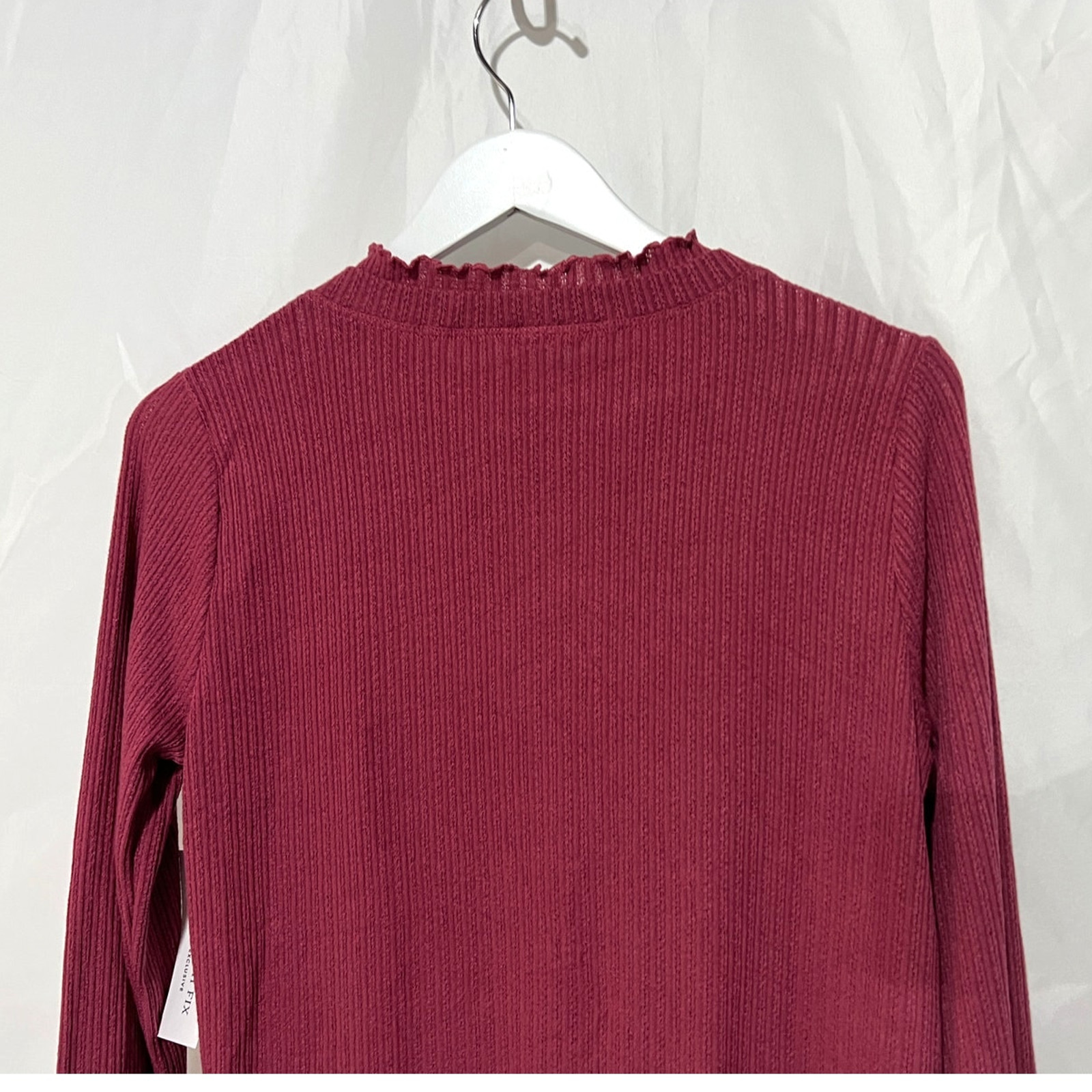 Pink Clover Top Womens Large Long Sleeve Mock Neck Ribbed Stitch Fix Mauve NEW