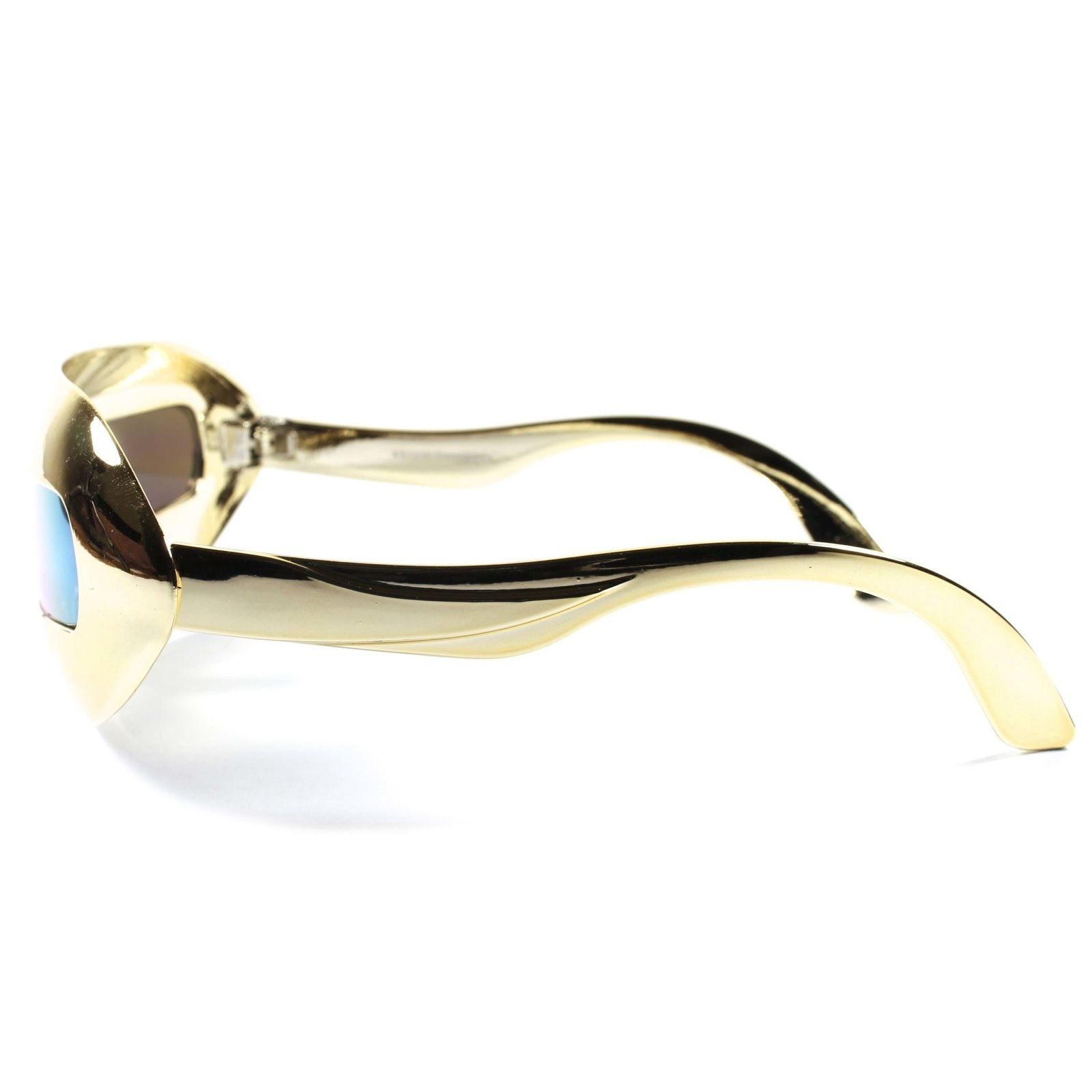 Alien Space Robot Party Costume Futuristic Novelty Gold Mirrored Sun Glasses