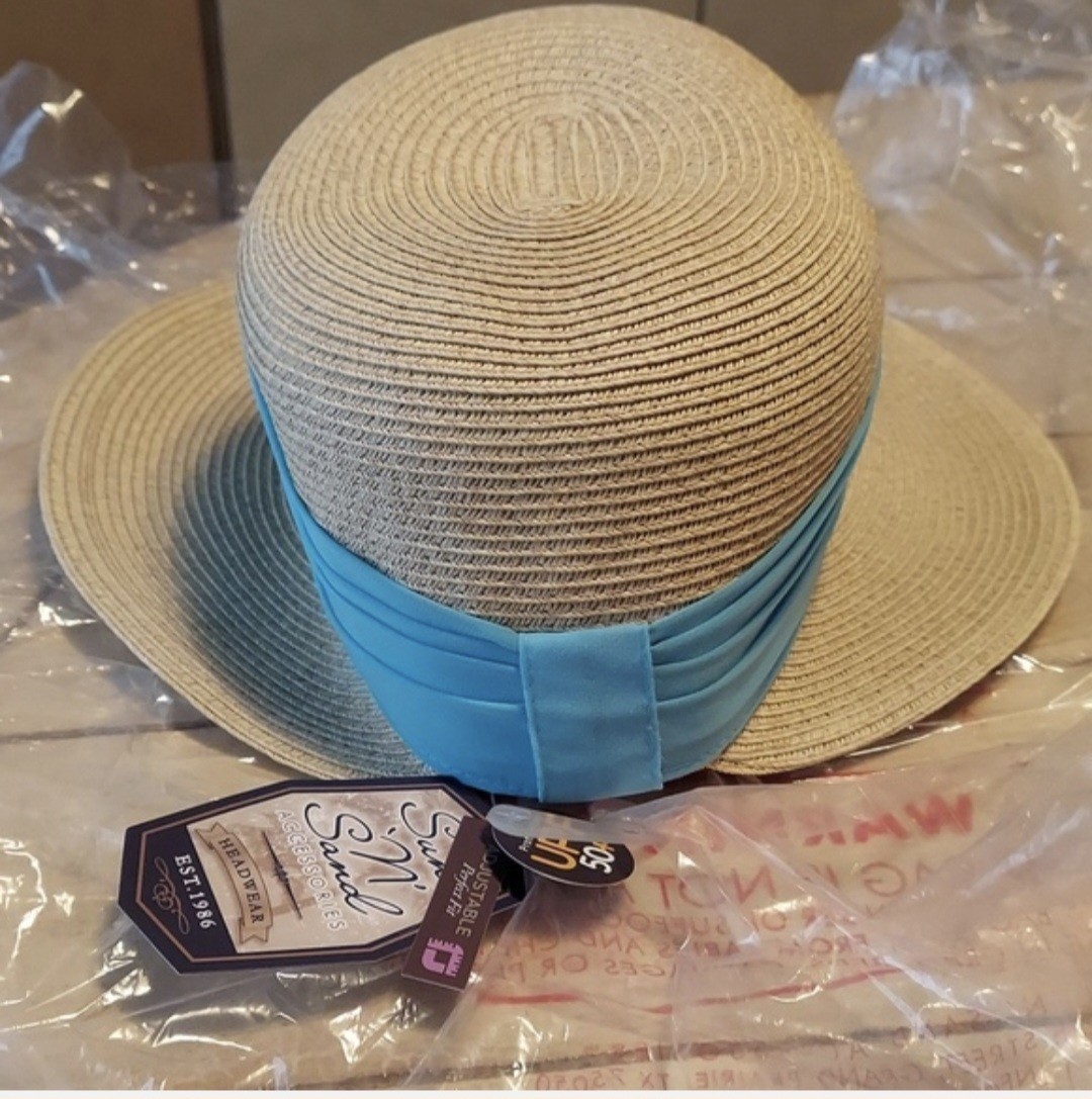 Sun N’ Sand Paper Braid Straw Chiffon Visor Hat UPF 50+ NWT RETIRED 1 Left!