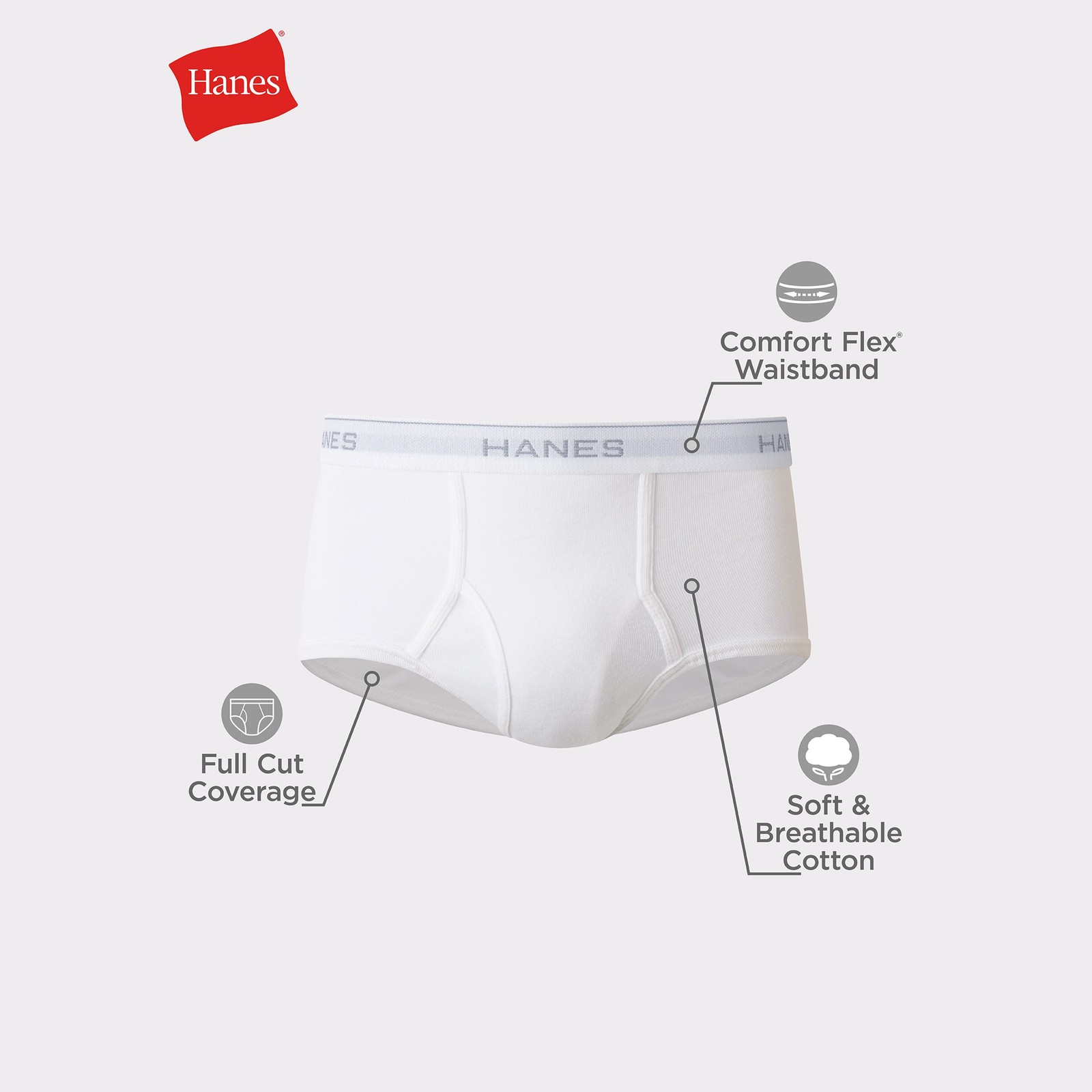 Hanes Briefs 6-Pack Men’s Tagless Underwear White ComfortSoft Waistband Wicking